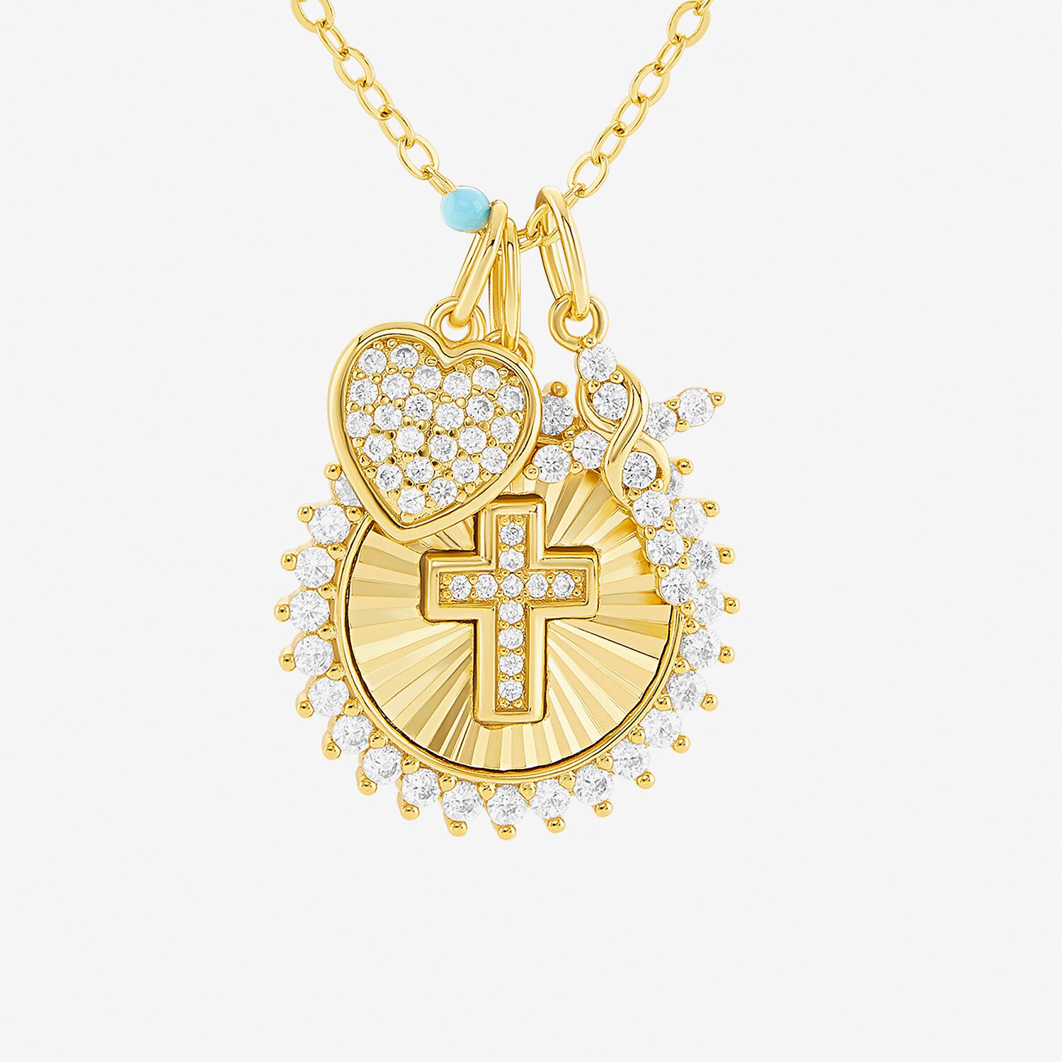 Sparkle Allure Womens White Cubic Zirconia 14K Gold Over Brass Cross 18 Inch Pendant Necklace