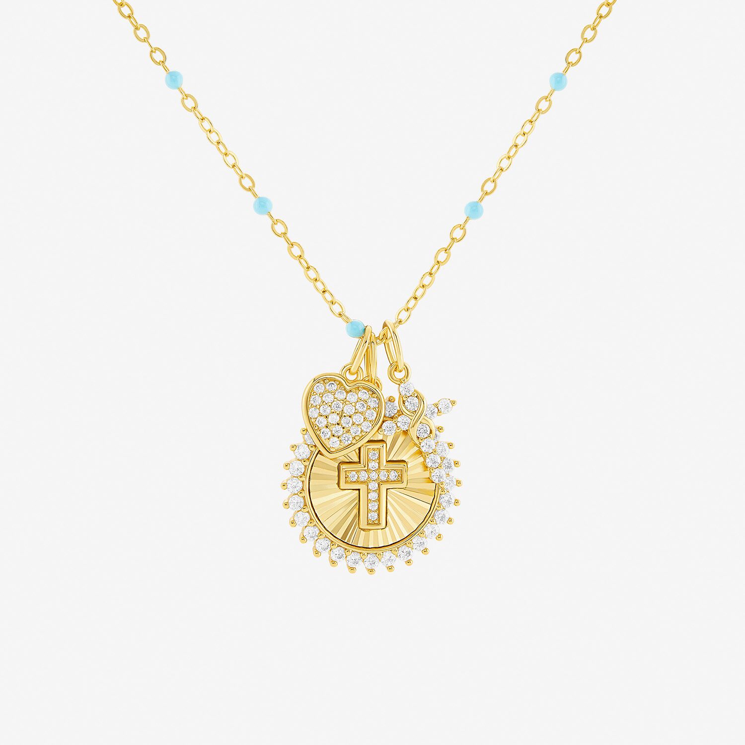 Sparkle Allure Womens White Cubic Zirconia 14K Gold Over Brass Cross 18 Inch Pendant Necklace