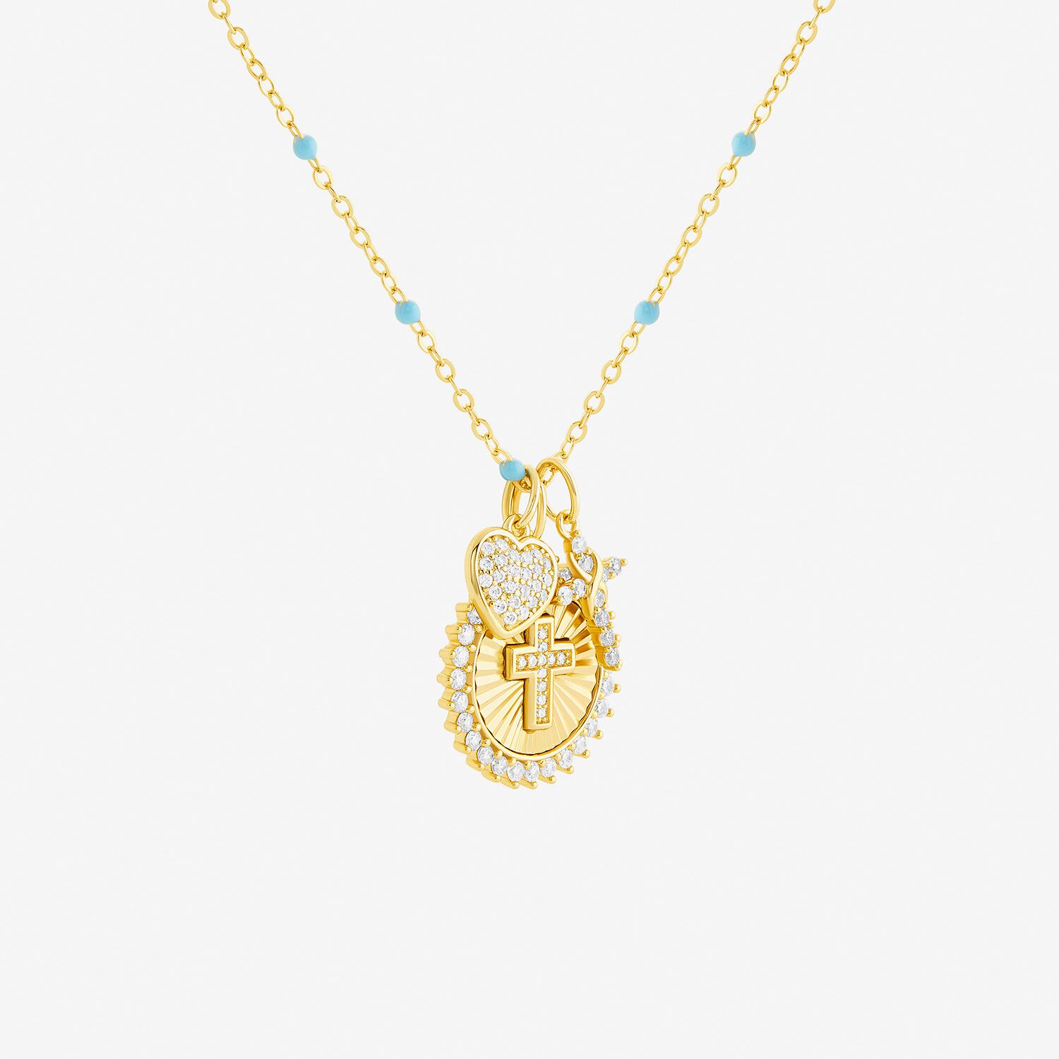 Sparkle Allure Womens White Cubic Zirconia 14K Gold Over Brass Cross 18 Inch Pendant Necklace