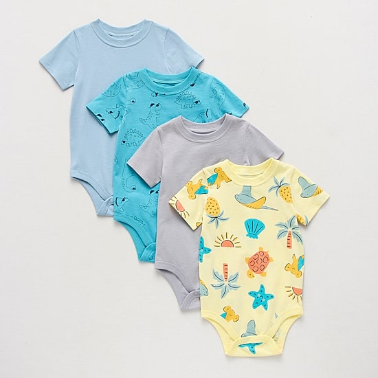 Okie Dokie Baby Boys Crew Neck Short Sleeve 4-pc. Bodysuit