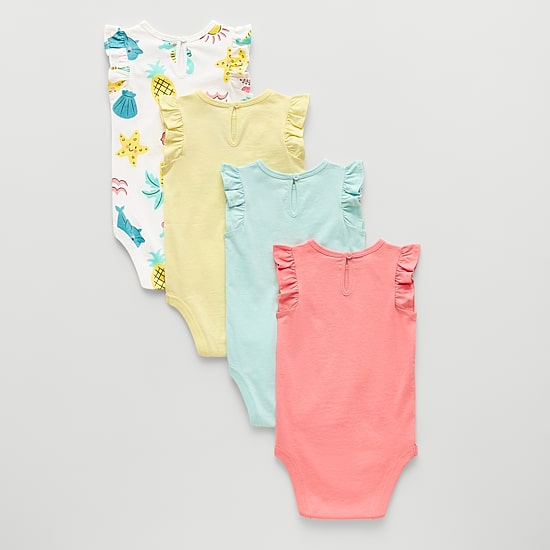 Okie Dokie Baby Girls Round Neck Sleeveless 4-pc. Bodysuit