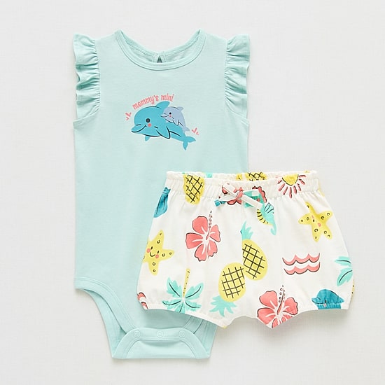 Okie Dokie Baby Girls Jersey 2-pc. Short Set