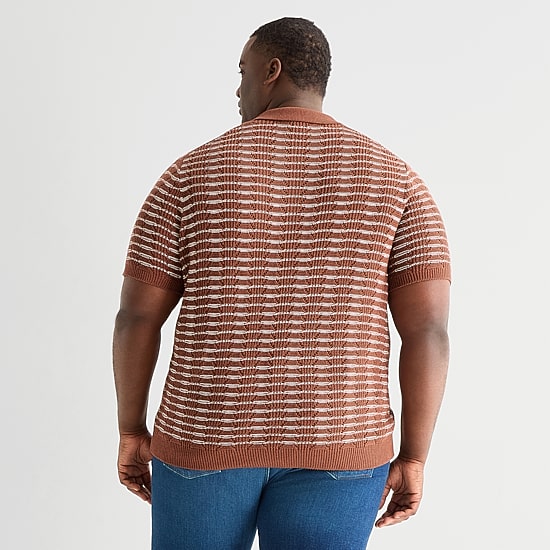 mutual weave Big and Tall Mens Short Sleeve Polo Sweater