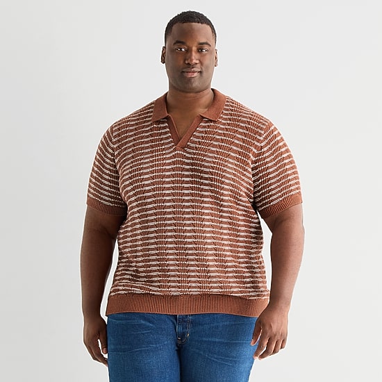 mutual weave Big and Tall Mens Short Sleeve Polo Sweater