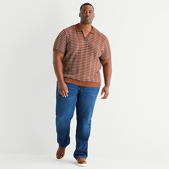 mutual weave Big and Tall Mens Short Sleeve Polo Sweater
