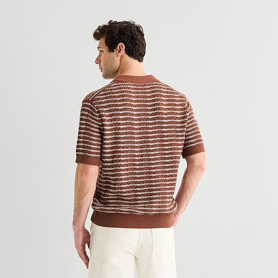 mutual weave Mens Short Sleeve Polo Sweater