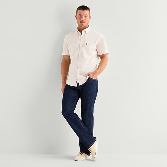U.S. Polo Assn. Mens Short Sleeve Classic Fit Embroidered Button-Down Shirt