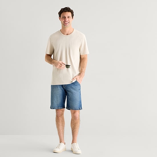 mutual weave Mens 11" 1 Pair Denim Short
