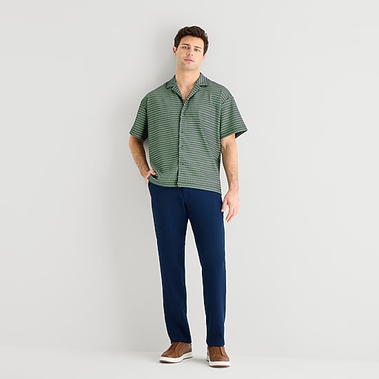 J. Ferrar Geo Mens Short Sleeve Regular Fit Button-Down Shirt