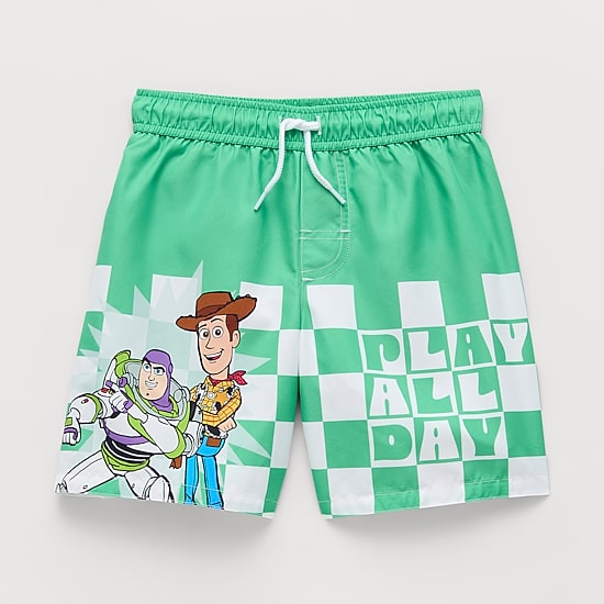 Disney Collection Little & Big Kid Boys Buzz Lightyear Toy Story Woody Swim Trunks