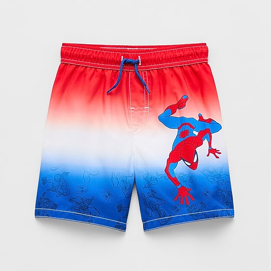 Disney Collection Little & Big Kid Boys Marvel Spiderman Swim Trunks