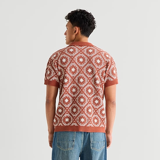 Arizona Mens Short Sleeve Button Polo Sweater