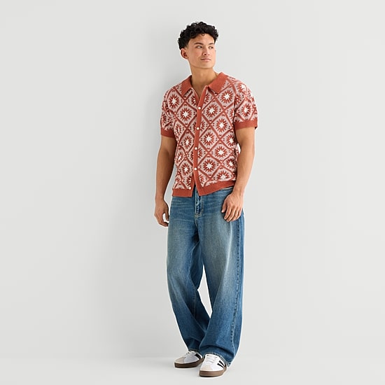 Arizona Mens Short Sleeve Button Polo Sweater