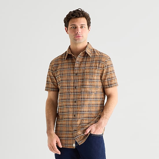 mutual weave Mens Short Sleeve Regular Fit Button-Down Shirt