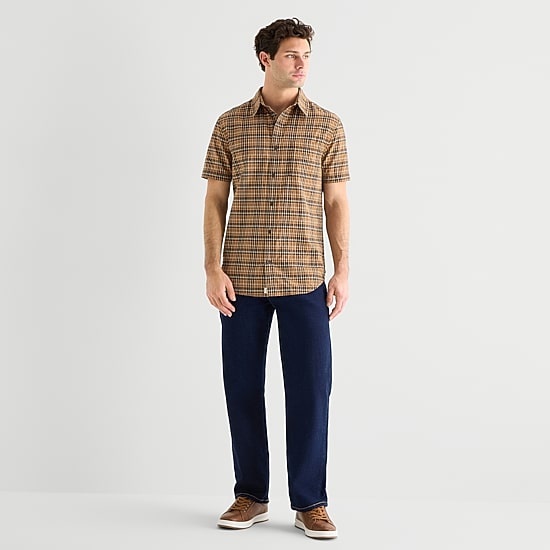 mutual weave Mens Short Sleeve Regular Fit Button-Down Shirt