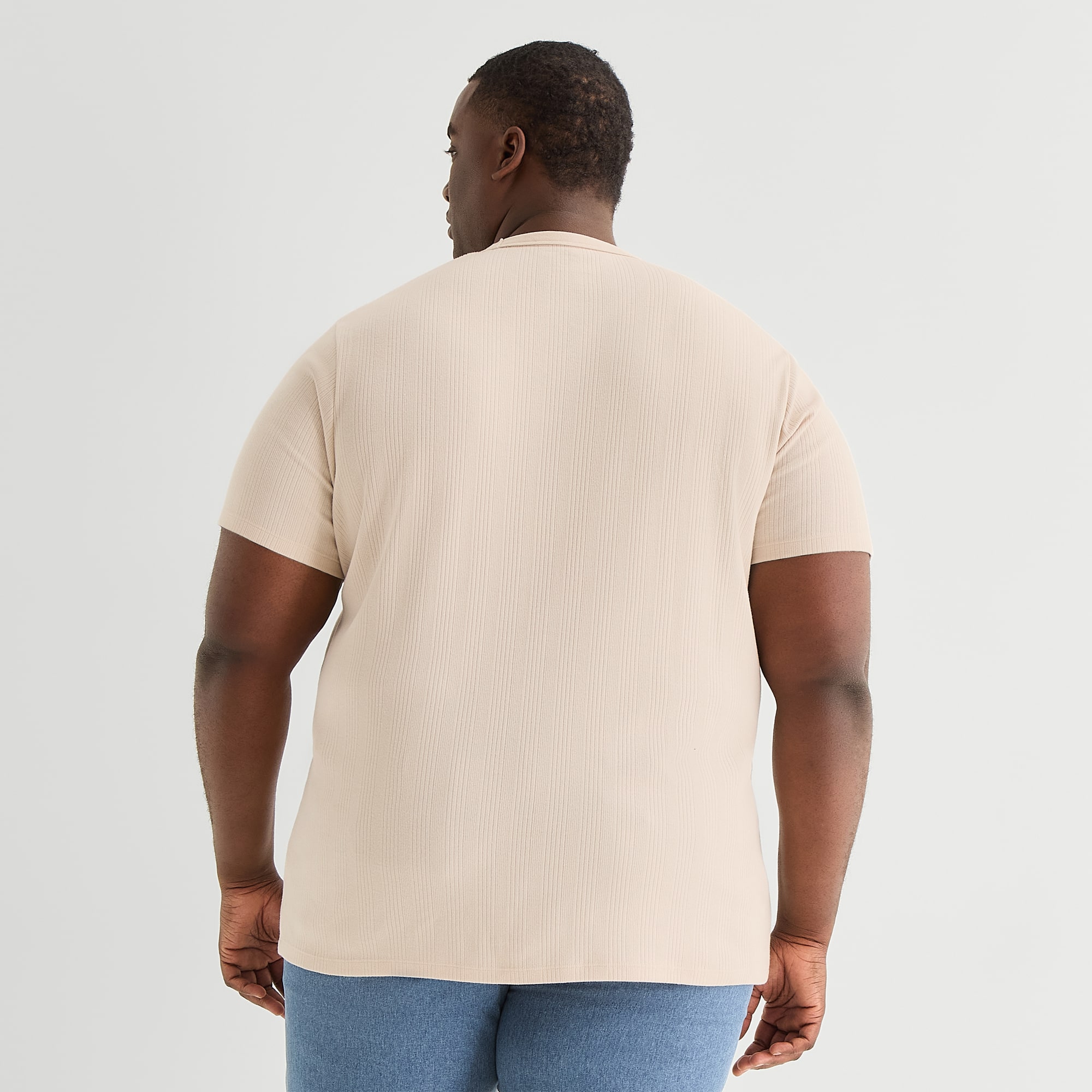 Shaquille O'Neal XLG™ Ribbed Dropneedle Mens Crew Neck Short Sleeve Big and Tall T-Shirt