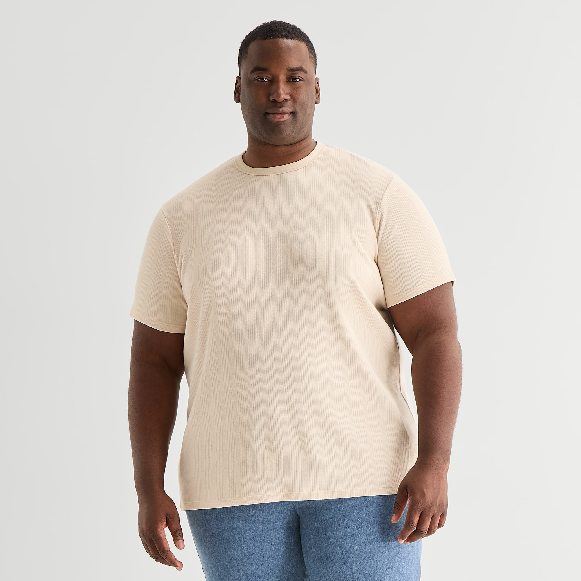 Shaquille O'Neal XLG™ Ribbed Dropneedle Mens Crew Neck Short Sleeve Big and Tall T-Shirt