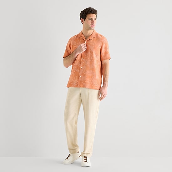 J. Ferrar Floral Mens Short Sleeve Camp Shirt