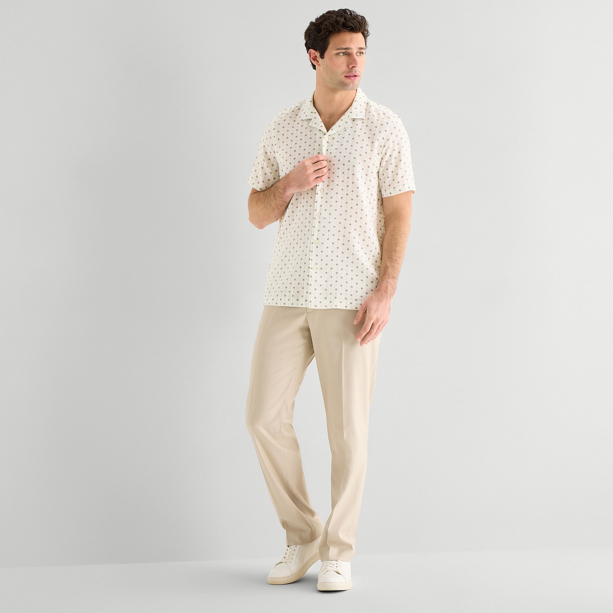 J. Ferrar Linen Blend Mens Short Sleeve Camp Shirt