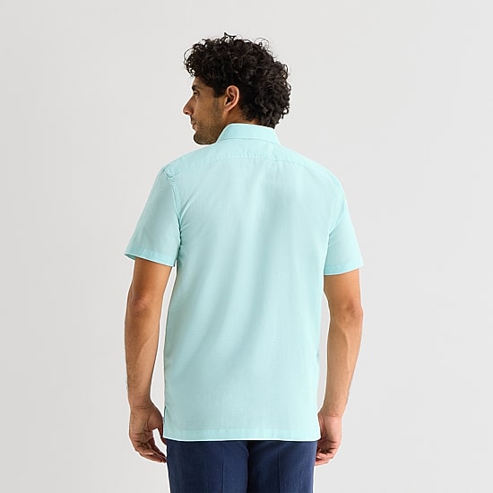 Stafford Linen Blend Mens Short Sleeve Regular Fit Button-Down Shirt