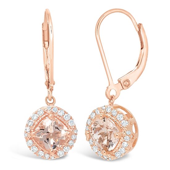 Womens 1/6 CT. T.W. Genuine Pink Morganite 10K Gold Drop Earrings