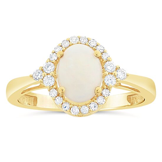 Womens 1/5 CT. Genuine White Opal 10K Gold Cocktail Ring