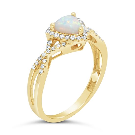 Womens 1/5 CT. Genuine White Opal 10K Gold Cocktail Ring