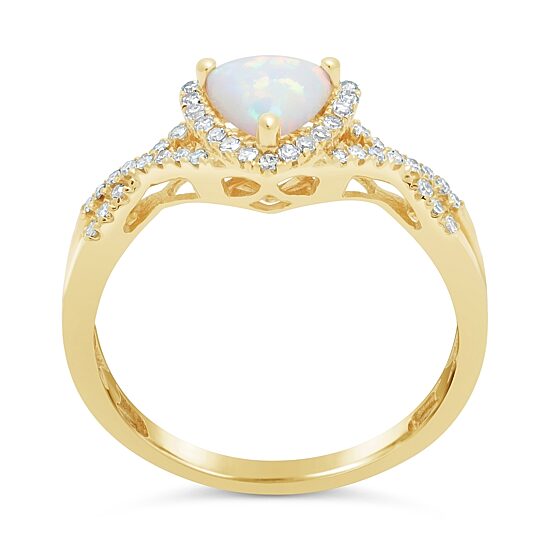 Womens 1/5 CT. Genuine White Opal 10K Gold Cocktail Ring