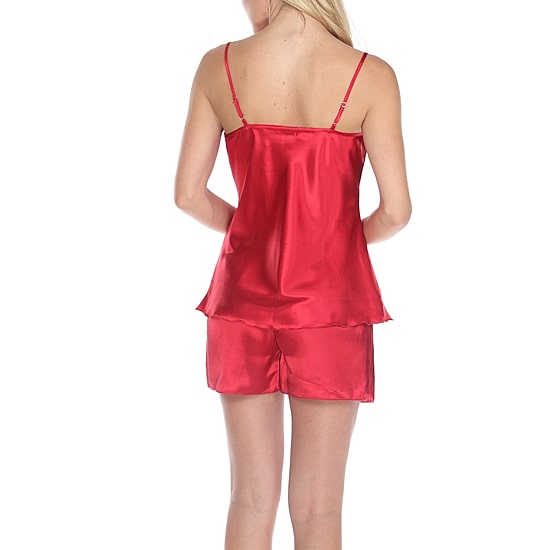 White Mark Satin Womens Satin Round Neck Sleeveless 2-pc. Pajama Set