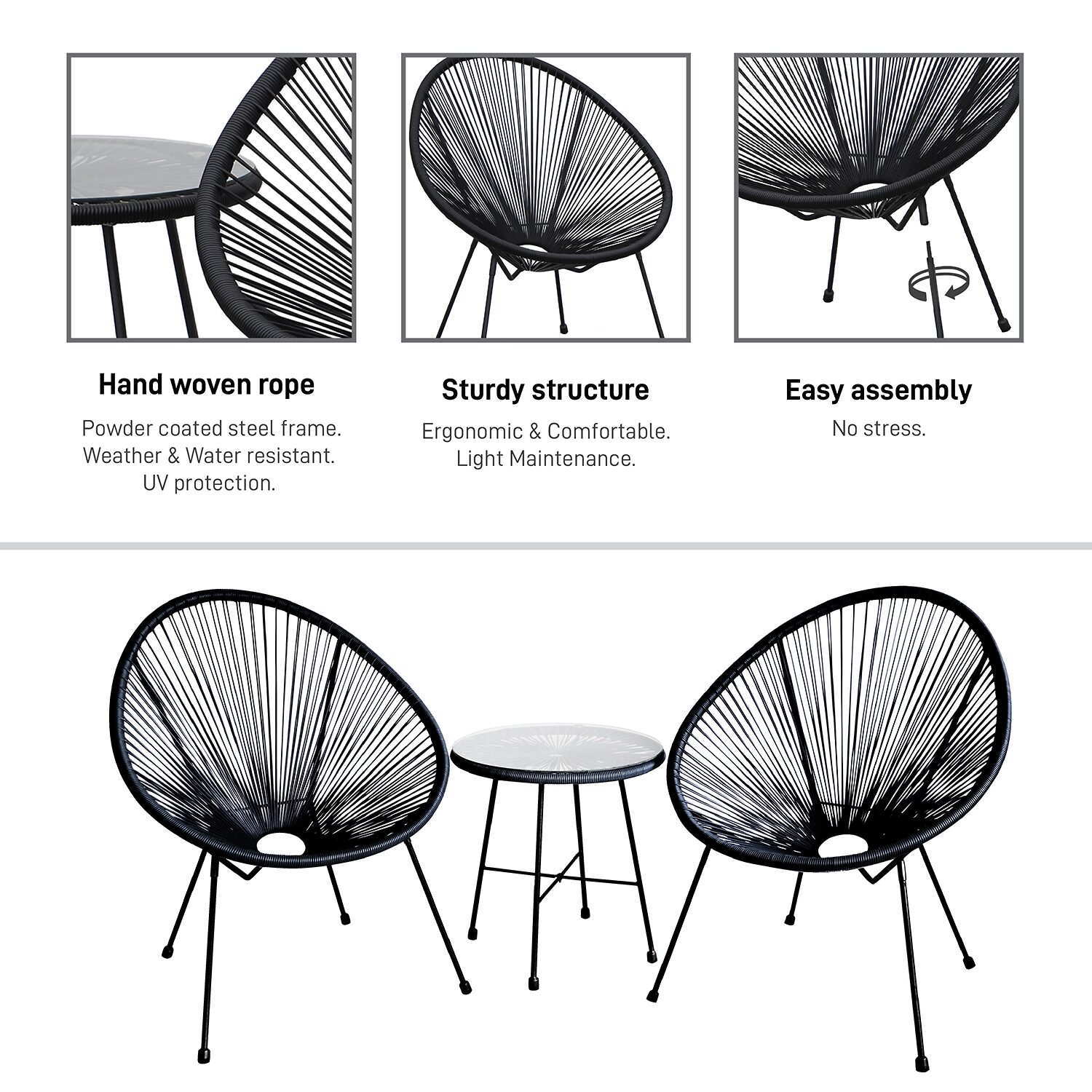 Sassio Outdoor And Patio Collection 3-pc. Conversation Set Weather Resistant