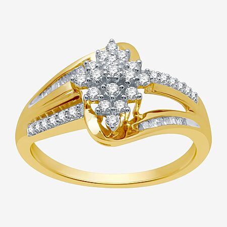 Womens 1/3 CT. T.W. Natural White Diamond 10K Gold Cluster