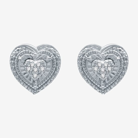 Womens 1/10 CT. T.W. Natural White Diamond Sterling Silver Heart 2-pc. Jewelry Set