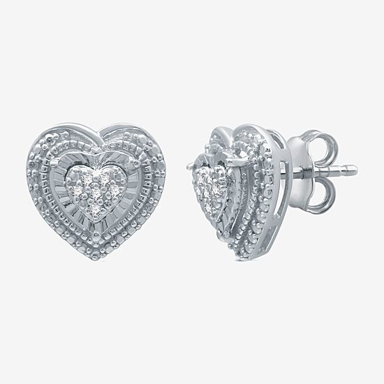 Womens 1/10 CT. T.W. Natural White Diamond Sterling Silver Heart 2-pc. Jewelry Set