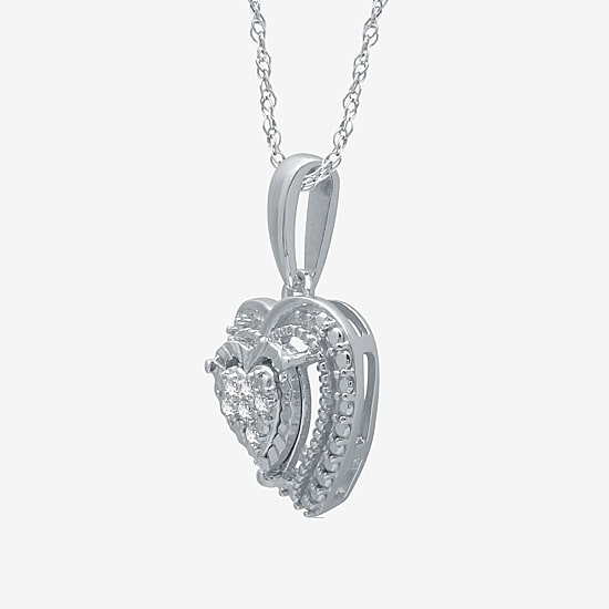 Womens 1/10 CT. T.W. Natural White Diamond Sterling Silver Heart 2-pc. Jewelry Set