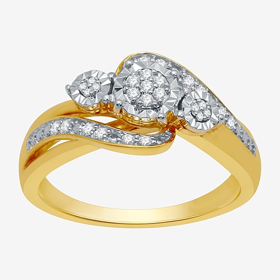 Womens 1/7 CT. T.W. Natural White Diamond  Cluster Halo Cocktail Ring in Sterling Silver or 14K Gold Over Silver