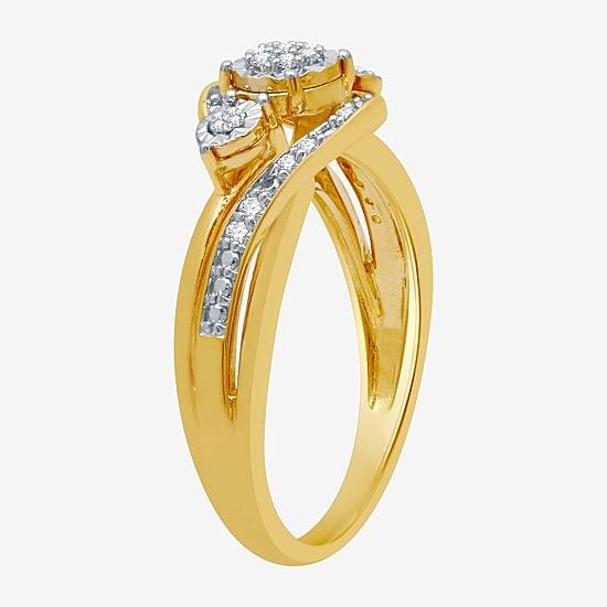 Womens 1/7 CT. T.W. Natural White Diamond  Cluster Halo Cocktail Ring in Sterling Silver or 14K Gold Over Silver
