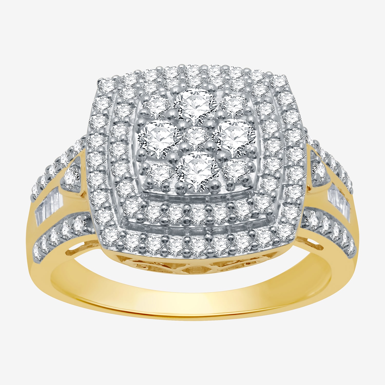 Womens 1 CT. T.W. Natural White Diamond Sterling Silver Halo Cocktail Ring