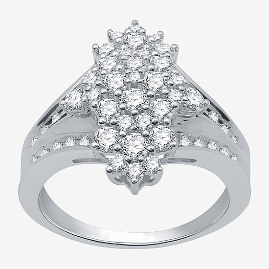 Womens 1 CT. T.W. Natural White Diamond Sterling Silver Cocktail Ring