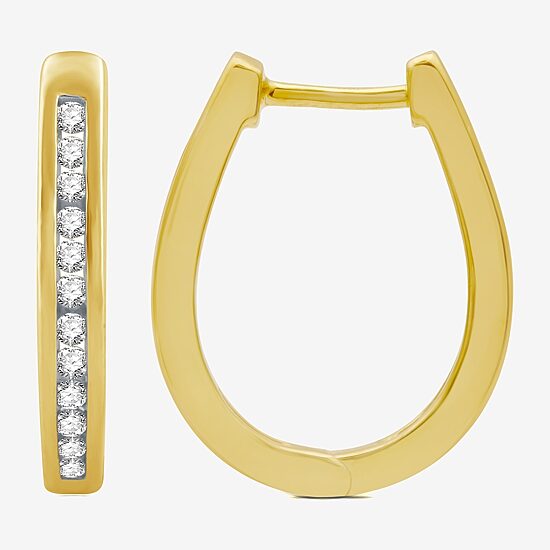 Womens 1/4 CT. T.W. Natural White Diamond 14K Gold Over Silver 18.8mm Hoop Earrings