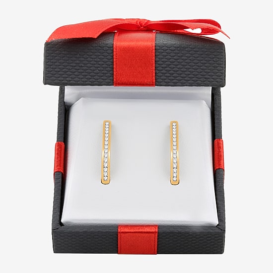 1/2 CT. T.W. Natural White Diamond  23.8mm Hoop Earrings in Sterling Silver or 14K Gold Over Silver