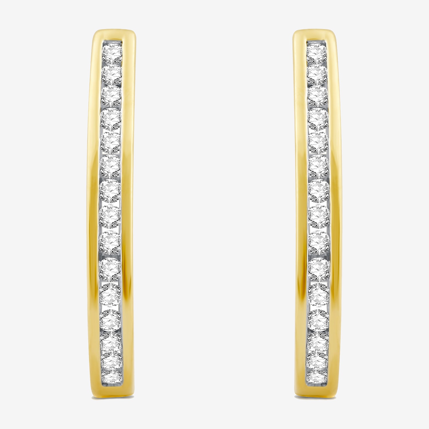 1/2 CT. T.W. Natural White Diamond  23.8mm Hoop Earrings Sterling Silver or 14K Gold Over