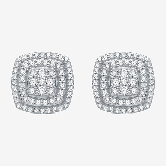 1/2 CT. T.W. Natural White Diamond Sterling Silver 9.8mm Stud Earrings