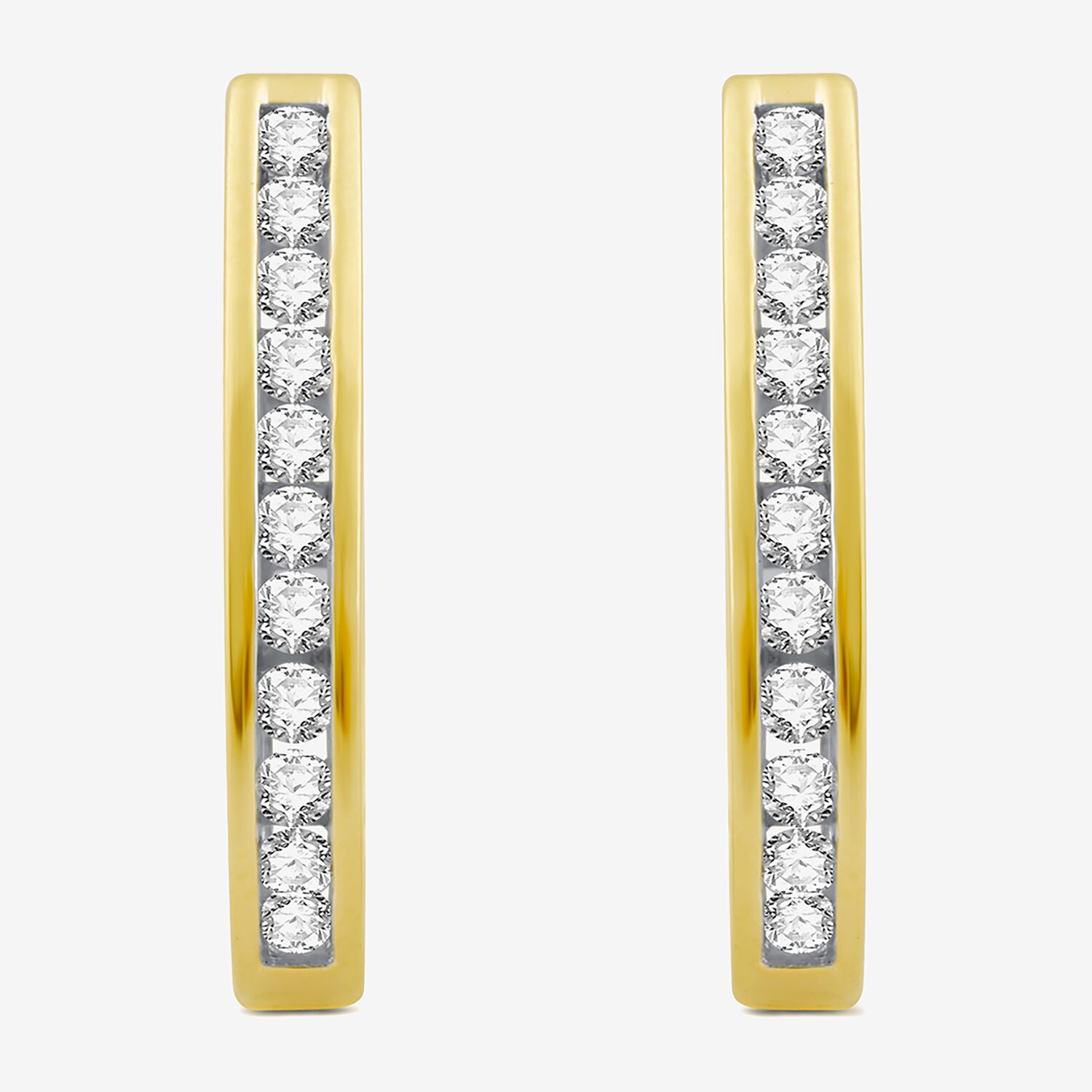 Womens 1 CT. T.W. Natural White Diamond Sterling Silver 25.8mm Hoop Earrings