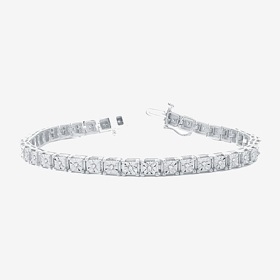 Womens 1/2 CT. T.W. Natural White Diamond Sterling Silver 7.5 Inch Tennis Bracelet