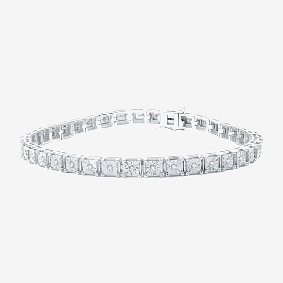 Womens 1/2 CT. T.W. Natural White Diamond Sterling Silver 7.5 Inch Tennis Bracelet