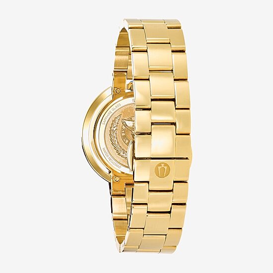 Bulova Rubaiyat Womens Diamond Accent Gold Tone Stainless Steel Bracelet Watch 97p125