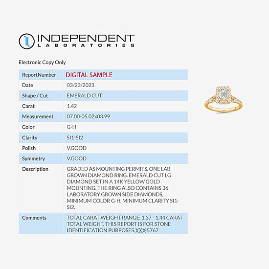 Signature By Modern Bride (G-H / Si1-Si2) Womens 1 3/8 CT. T.W. Lab Grown White Diamond 14K Gold Emerald Side Stone Engagement Ring