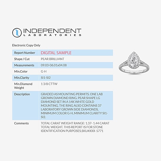Signature By Modern Bride (G-H / Si1-Si2) Womens 1 3/8 CT. T.W. Lab Grown White Diamond 14K Gold Pear Side Stone Engagement Ring