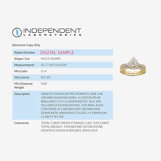 Signature By Modern Bride 7/8 CT.T.W. Lab-Grown (G-H / SI1-SI2) Diamond Pear Side Stone Bridal Set in 10K or 14K Gold