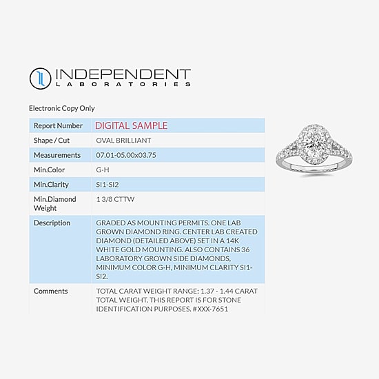 Signature By Modern Bride (G-H / Si1-Si2) Womens 1 3/8 CT. T.W. Lab Grown White Diamond 14K Gold Oval Side Stone Engagement Ring
